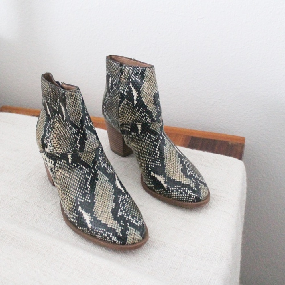 Madewell Rosie Ankle Boots Snakeskin Leather Boots